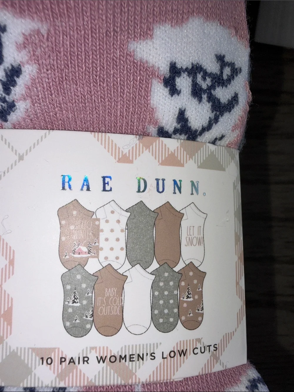 Rae Dunn Pink & Gray Low Cut Athletic Socks - 10 Pair Pack